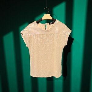 Cable & Gauge Tan Sequin Blouse